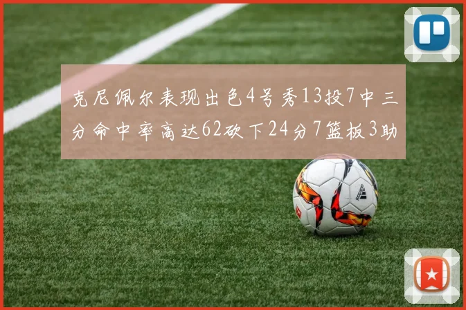 克尼佩尔表现出色4号秀13投7中三分命中率高达62砍下24分7篮板3助攻